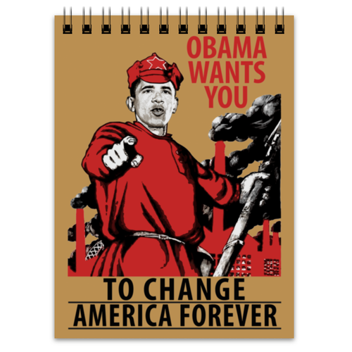 Заказать блокнот в Москве. Блокнот Obama Red Army от Leichenwagen - готовые дизайны и нанесение принтов.