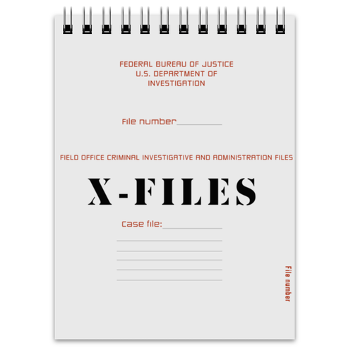 Заказать блокнот в Москве. Блокнот X-files от GeekFox  - готовые дизайны и нанесение принтов.