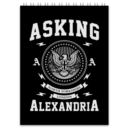 Заказать блокнот в Москве. Блокнот Asking Alexandria от geekbox - готовые дизайны и нанесение принтов.