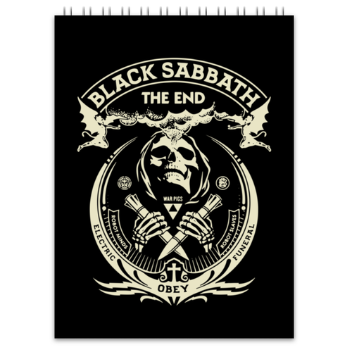 Заказать блокнот в Москве. Блокнот Black Sabbath от geekbox - готовые дизайны и нанесение принтов.