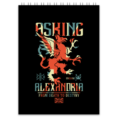 Заказать блокнот в Москве. Блокнот Asking Alexandria от geekbox - готовые дизайны и нанесение принтов.