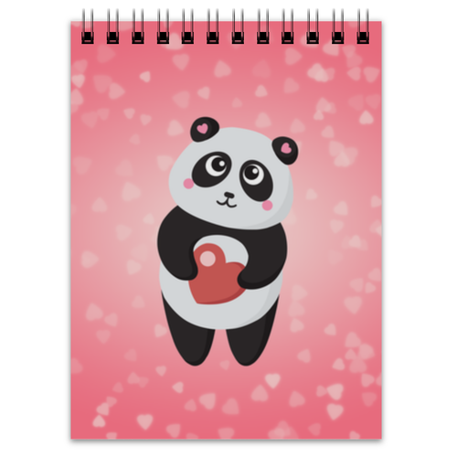 Заказать блокнот в Москве. Блокнот Панда с сердечком от Ordwen - готовые дизайны и нанесение принтов.