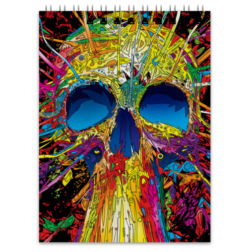 Заказать блокнот в Москве. Блокнот Colorfull skull от scoopysmith - готовые дизайны и нанесение принтов.