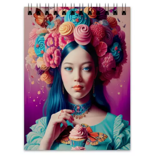Заказать блокнот в Москве. Блокнот Девушка пирожное от eszadesign - готовые дизайны и нанесение принтов.
