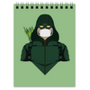 Заказать блокнот в Москве. Блокнот Зеленая стрела (Коллекция: Герои носят маски) от GeekFox  - готовые дизайны и нанесение принтов.