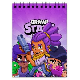 Заказать блокнот в Москве. Блокнот BRAWL STARS SHELLY  от geekbox - готовые дизайны и нанесение принтов.