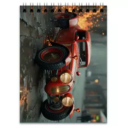 Заказать блокнот в Москве. Блокнот Fire retro car от Stanislav Kuzmin - готовые дизайны и нанесение принтов.