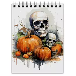 Заказать блокнот в Москве. Блокнот skull and pumpkin от Franka  - готовые дизайны и нанесение принтов.