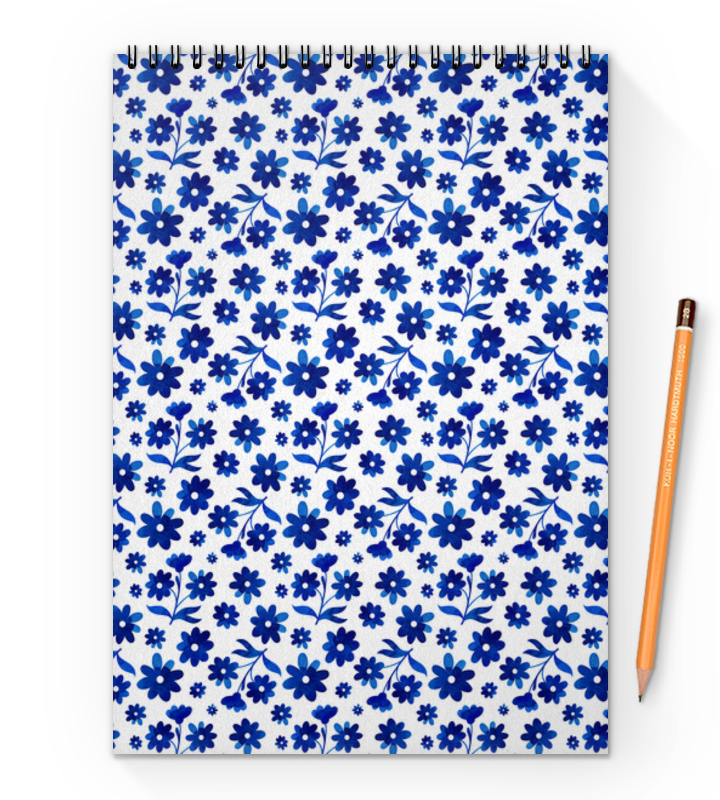 Printio Блокнот на пружине А4 Голубые цветы