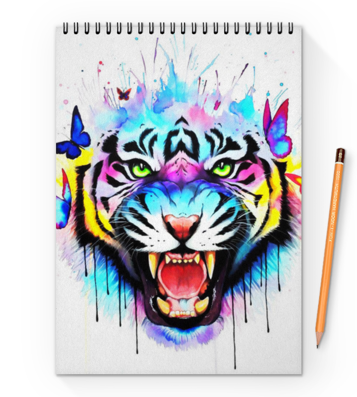 Printio Блокнот на пружине А4 Краски тигр
