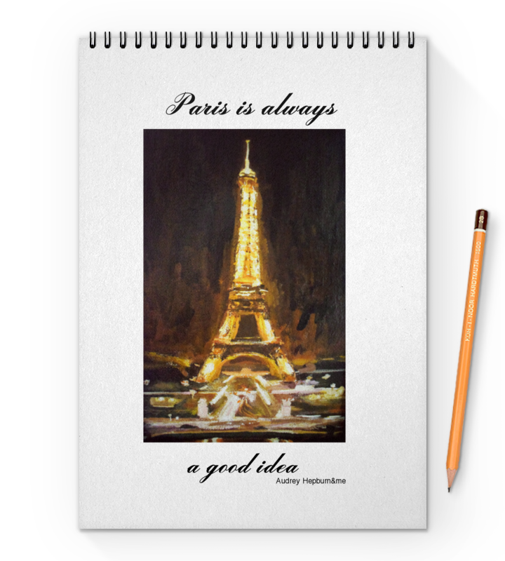 Printio Блокнот на пружине А4 Париж printio обложка для паспорта красивая француженка на фоне эйфелевой башни