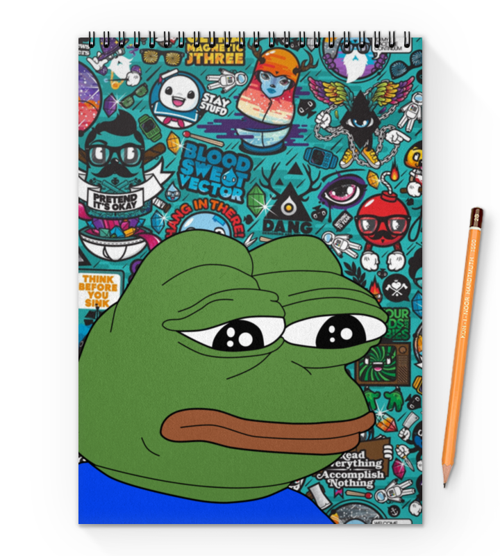 Printio Блокнот на пружине А4 Pepe frog