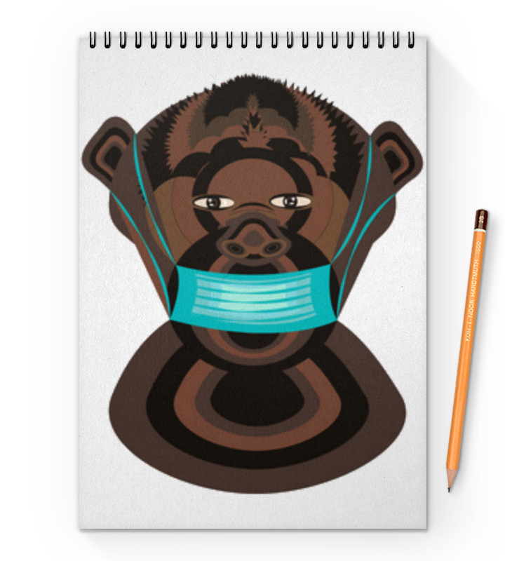 Printio Блокнот на пружине А4 шимпанзе в маске