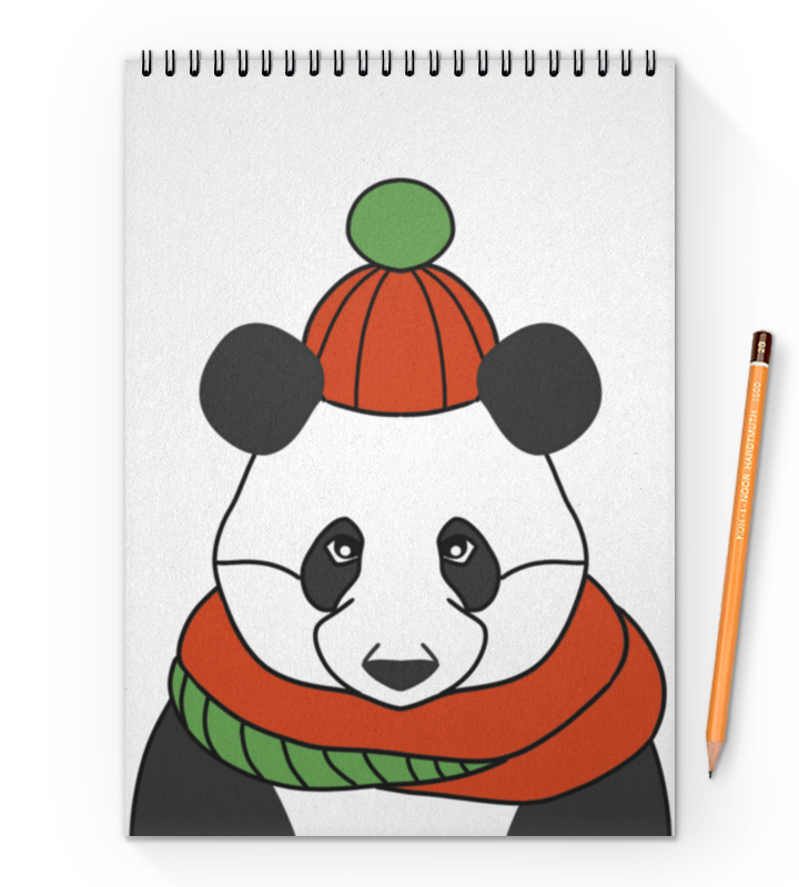 Printio Блокнот на пружине А4 Новогодняя панда