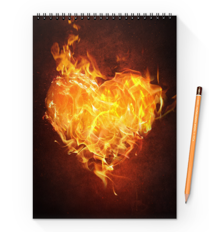Printio Блокнот на пружине А4 Огненное сердце printio обложка для паспорта огненное сердце