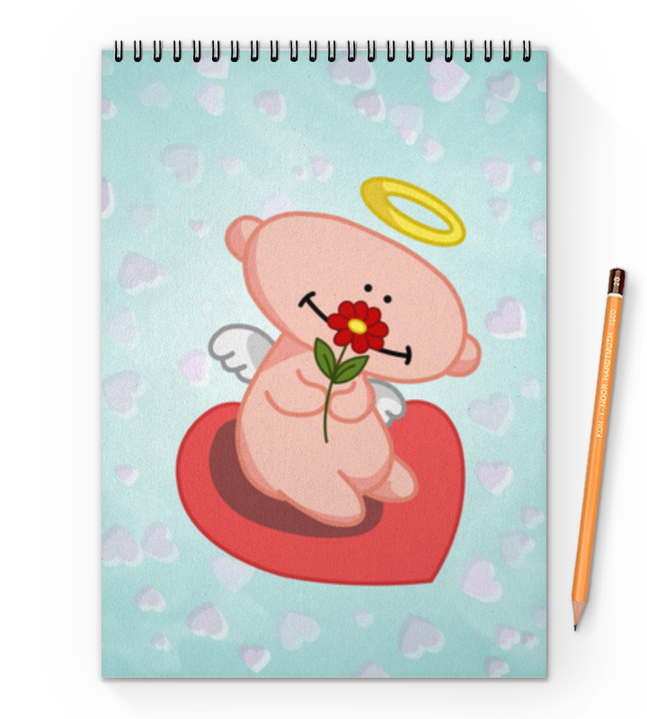 printio обложка для паспорта влюбленный ангелок с сердцем Printio Блокнот на пружине А4 Влюбленный ангелок с сердцем