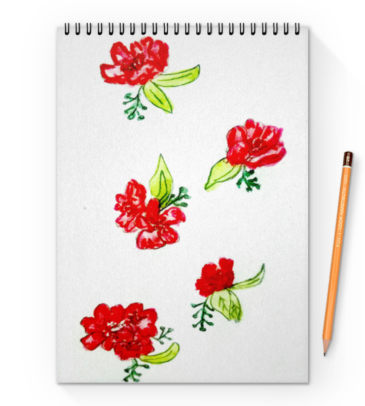 Printio Блокнот на пружине А4 Блокнот красные цветы