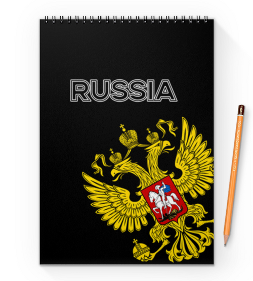 Заказать блокнот в Москве. Блокнот на пружине А4 Россия от THE_NISE  - готовые дизайны и нанесение принтов.
