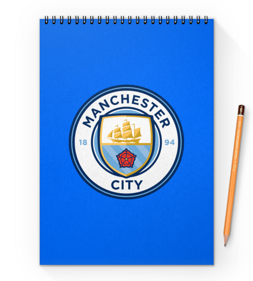 Заказать блокнот в Москве. Блокнот на пружине А4 Manchester City от THE_NISE  - готовые дизайны и нанесение принтов.