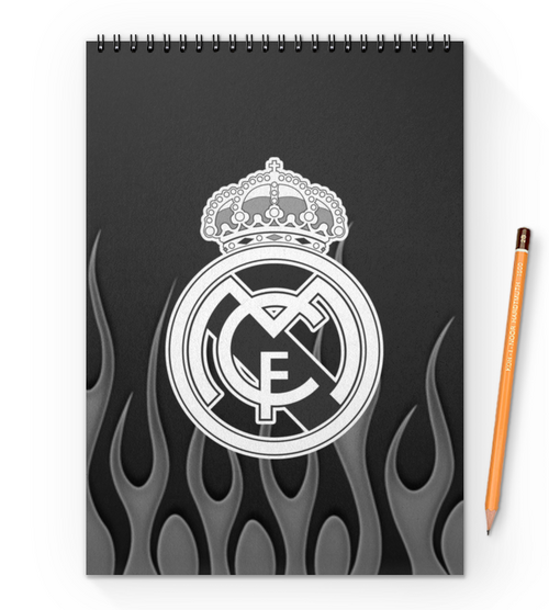Заказать блокнот в Москве. Блокнот на пружине А4 Real Madrid от THE_NISE  - готовые дизайны и нанесение принтов.