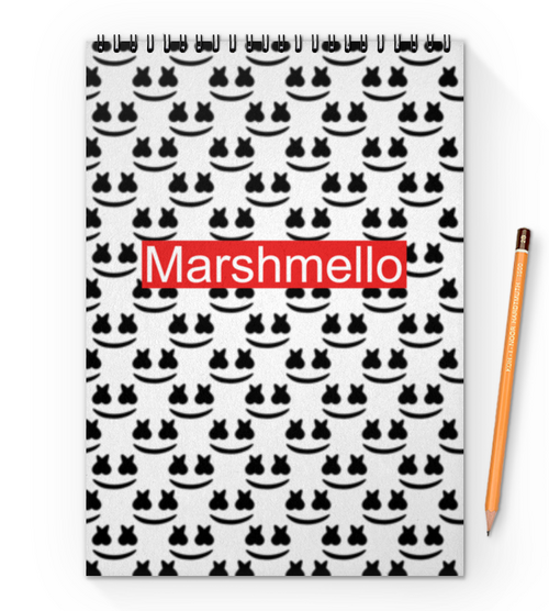 Заказать блокнот в Москве. Блокнот на пружине А4 Marshmello от THE_NISE  - готовые дизайны и нанесение принтов.