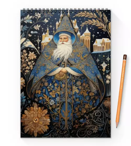 Заказать блокнот в Москве. Блокнот на пружине А4 Дед Мороз от amatier arts - готовые дизайны и нанесение принтов.