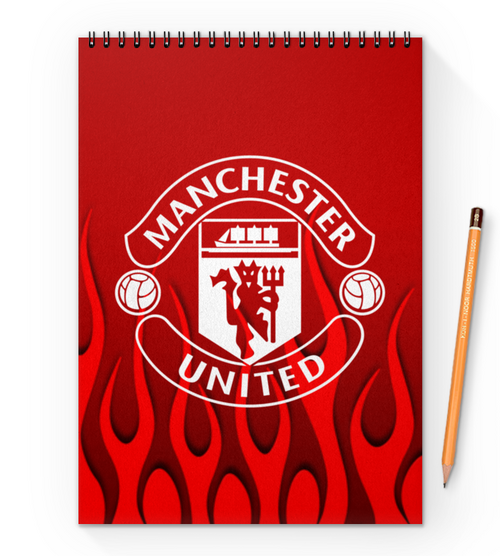 Заказать блокнот в Москве. Блокнот на пружине А4 Manchester United от THE_NISE  - готовые дизайны и нанесение принтов.