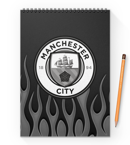 Заказать блокнот в Москве. Блокнот на пружине А4 Manchester City от THE_NISE  - готовые дизайны и нанесение принтов.
