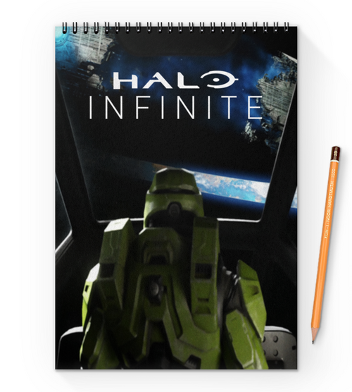 Заказать блокнот в Москве. Блокнот на пружине А4 Halo Infinite от THE_NISE  - готовые дизайны и нанесение принтов.