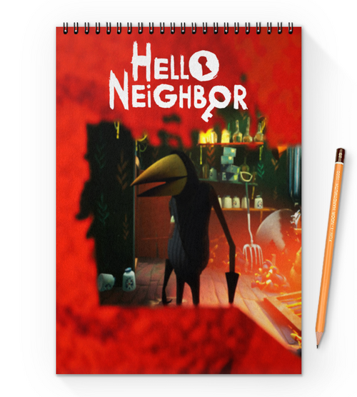 Заказать блокнот в Москве. Блокнот на пружине А4 Hello Neighbour от THE_NISE  - готовые дизайны и нанесение принтов.