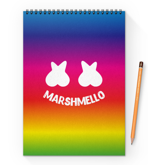 Заказать блокнот в Москве. Блокнот на пружине А4 Marshmello от THE_NISE  - готовые дизайны и нанесение принтов.