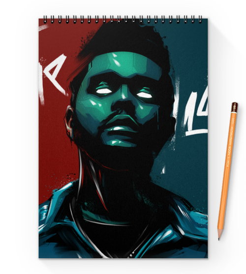 Заказать блокнот в Москве. Блокнот на пружине А4 The Weeknd neon  от Sam Nolak - готовые дизайны и нанесение принтов.