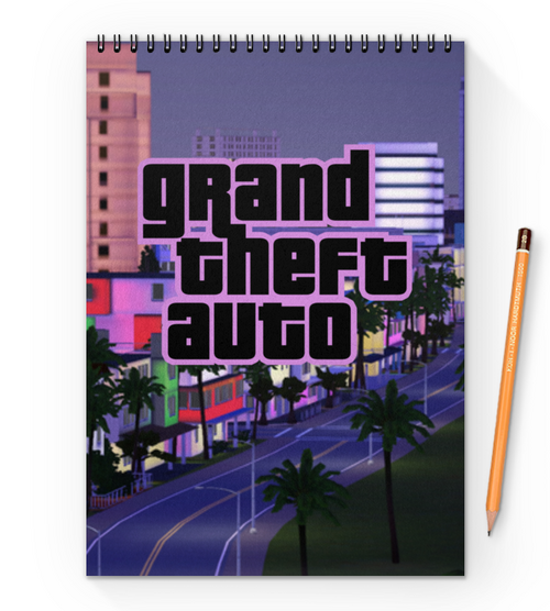 Заказать блокнот в Москве. Блокнот на пружине А4 Grand Theft Auto от THE_NISE  - готовые дизайны и нанесение принтов.