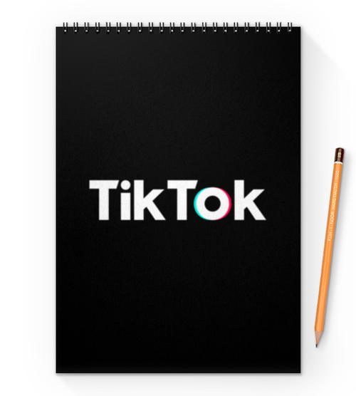 Заказать блокнот в Москве. Блокнот на пружине А4 TikTok  от DESIGNER   - готовые дизайны и нанесение принтов.