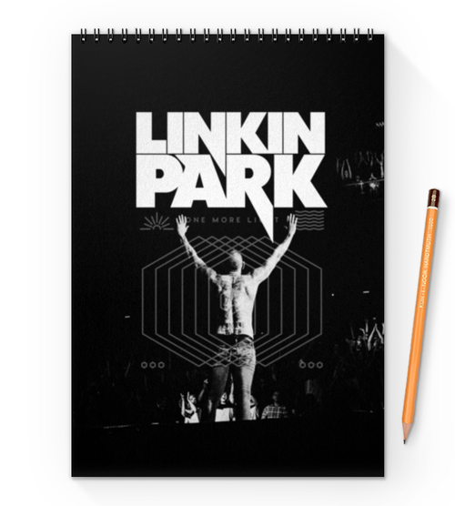 Заказать блокнот в Москве. Блокнот на пружине А4 Linkin Park от geekbox - готовые дизайны и нанесение принтов.