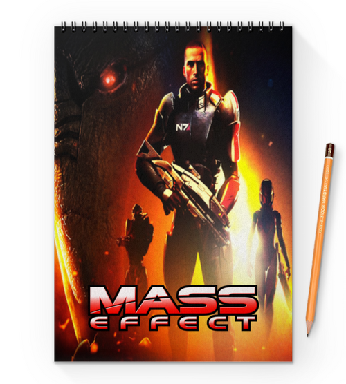 Заказать блокнот в Москве. Блокнот на пружине А4 Mass Effect от THE_NISE  - готовые дизайны и нанесение принтов.