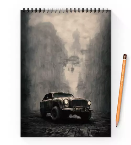 Заказать блокнот в Москве. Блокнот на пружине А4 Steampunk car от Дана Столыпина - готовые дизайны и нанесение принтов.