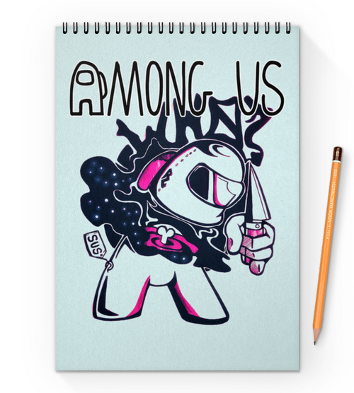 Заказать блокнот в Москве. Блокнот на пружине А4 AMONG US от robus - готовые дизайны и нанесение принтов.