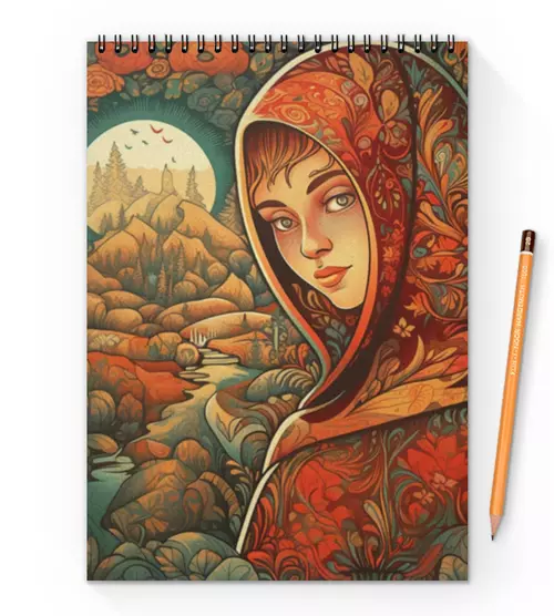 Заказать блокнот в Москве. Блокнот на пружине А4 Матрёшка от amatier arts - готовые дизайны и нанесение принтов.