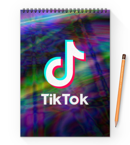 Заказать блокнот в Москве. Блокнот на пружине А4 TikTok  от DESIGNER   - готовые дизайны и нанесение принтов.