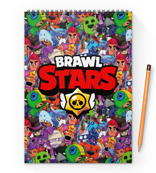 Заказать блокнот в Москве. Блокнот на пружине А4 BRAWL STARS от geekbox - готовые дизайны и нанесение принтов.