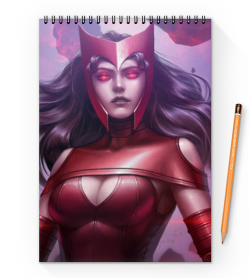 Заказать блокнот в Москве. Блокнот на пружине А4 Алая Ведьма / Scarlet Witch от Jimmy Flash - готовые дизайны и нанесение принтов.