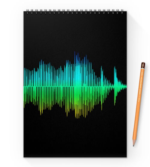 Заказать блокнот в Москве. Блокнот на пружине А4 Звуковая волна от THE_NISE  - готовые дизайны и нанесение принтов.