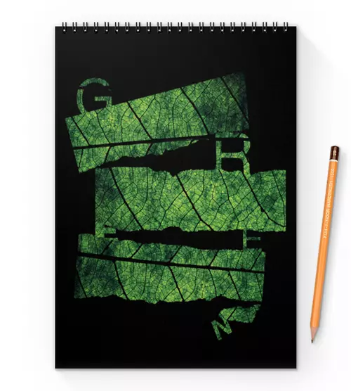 Заказать блокнот в Москве. Блокнот на пружине А4 Evergreen Letters от CoolColor  - готовые дизайны и нанесение принтов.
