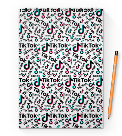 Заказать блокнот в Москве. Блокнот на пружине А4 TikTok  от DESIGNER   - готовые дизайны и нанесение принтов.