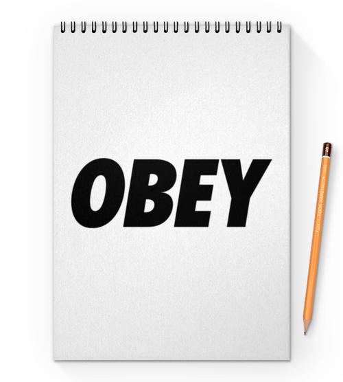 Заказать блокнот в Москве. Блокнот на пружине А4 OBEY  от DESIGNER   - готовые дизайны и нанесение принтов.