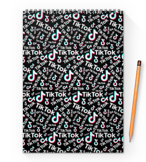 Заказать блокнот в Москве. Блокнот на пружине А4 TikTok  от DESIGNER   - готовые дизайны и нанесение принтов.