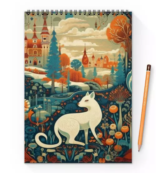 Заказать блокнот в Москве. Блокнот на пружине А4 Русский горностай от amatier arts - готовые дизайны и нанесение принтов.