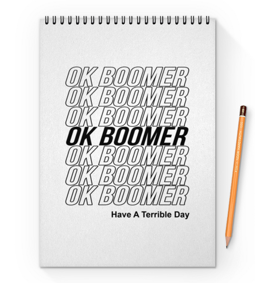Заказать блокнот в Москве. Блокнот на пружине А4 Ok Boomer от DESIGNER   - готовые дизайны и нанесение принтов.
