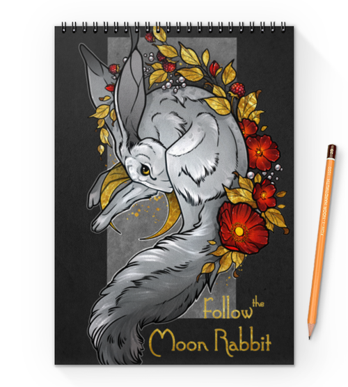 Заказать блокнот в Москве. Блокнот на пружине А4 Moon rabbit от Анастасия Авина - готовые дизайны и нанесение принтов.
